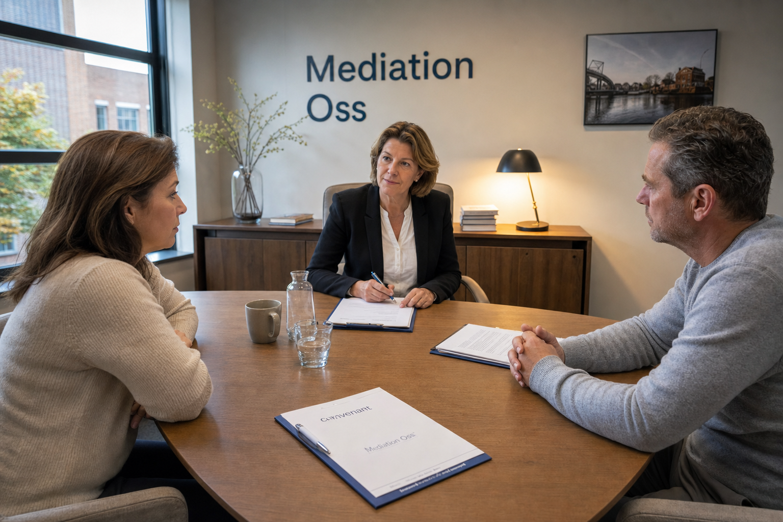 Mediator in gesprek met cliënten in Oss
