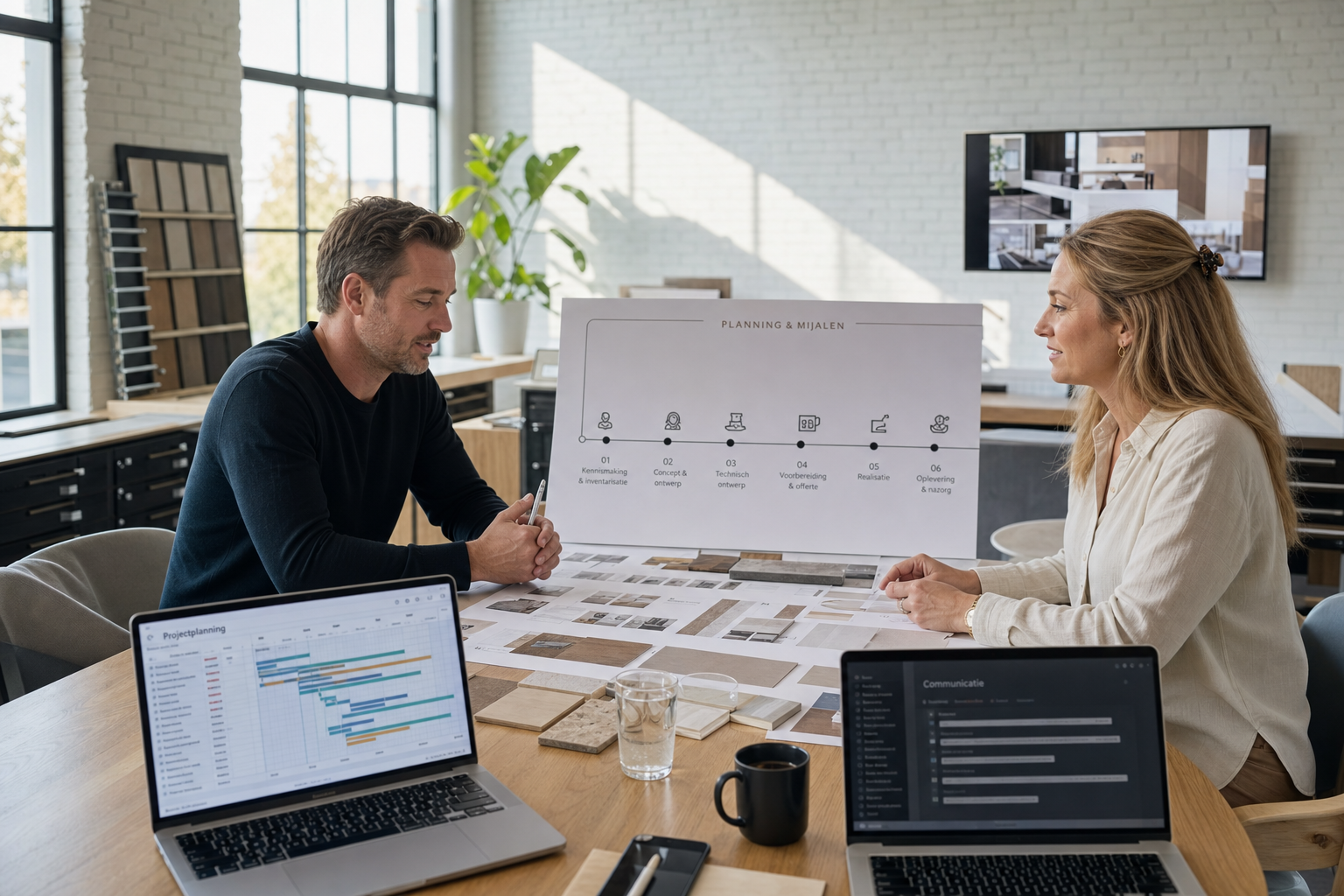 Interieur bedrijf proces van kennismaking tot oplevering
