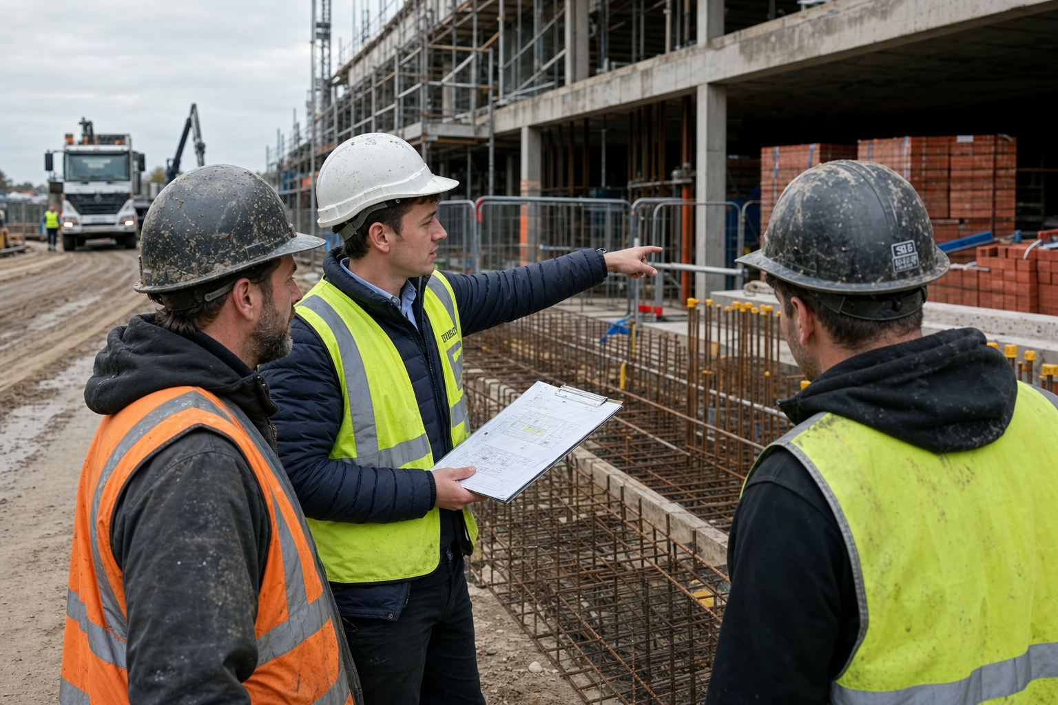 Assistent uitvoerder bouw op de bouwplaats