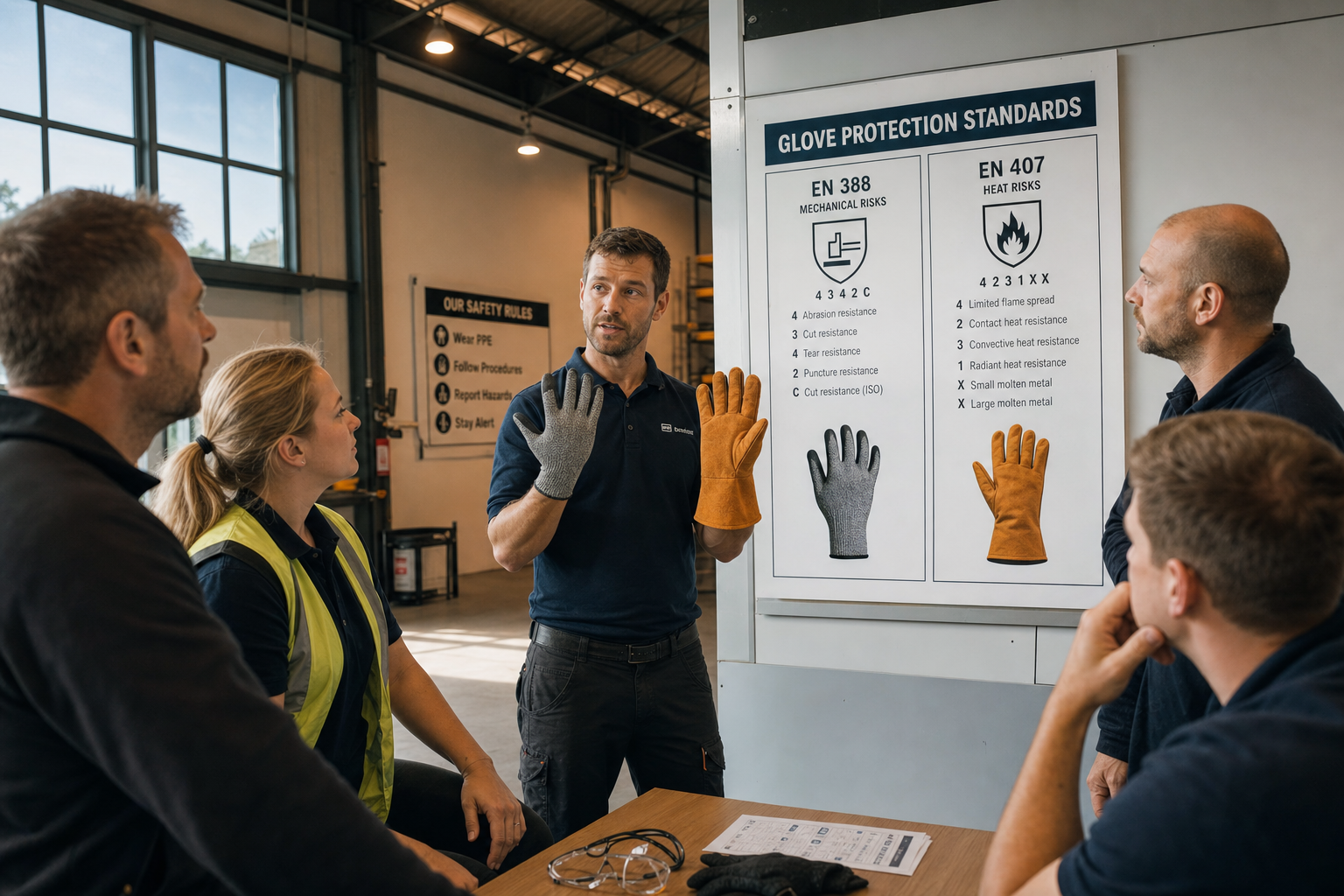 Pictogrammen op werkhandschoenen lezen