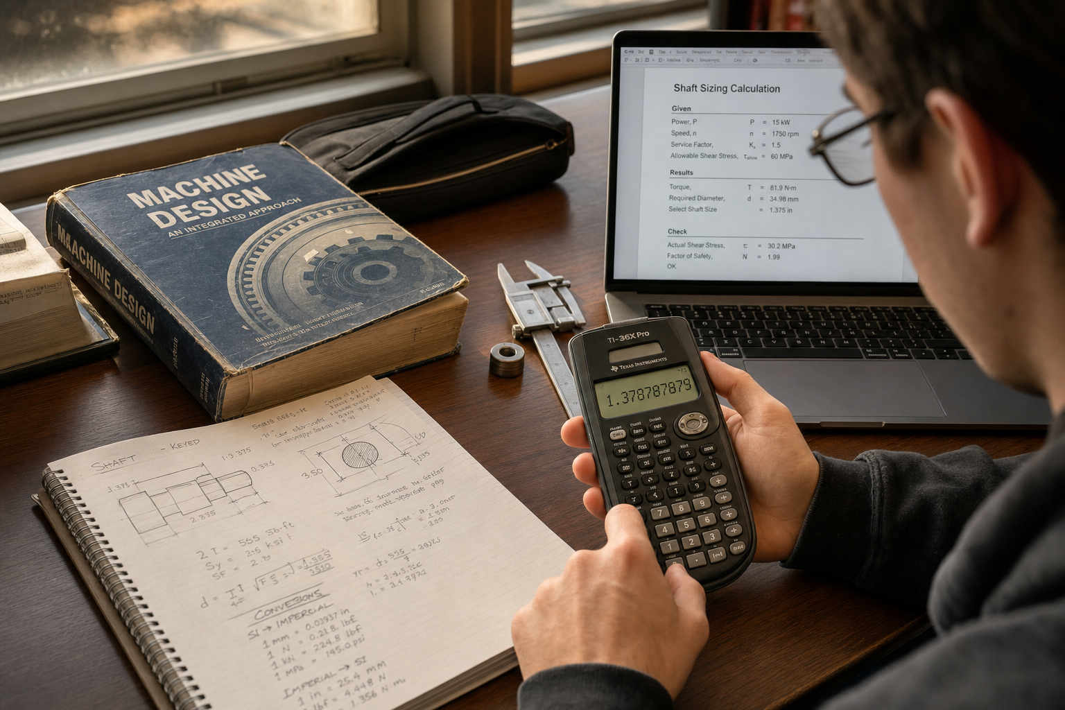 Calculator werktuigbouwkunde voor dimensionering
