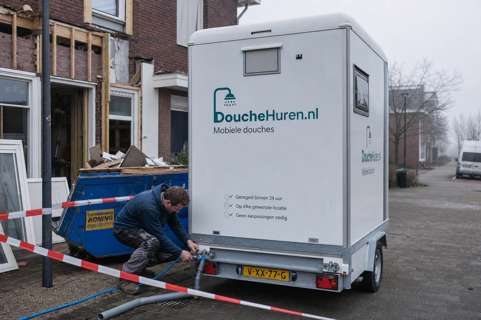 Mobiele douchecabine op locatie