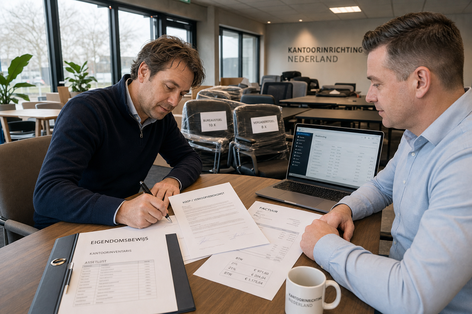 Documenten voor verkoop kantoorinventaris