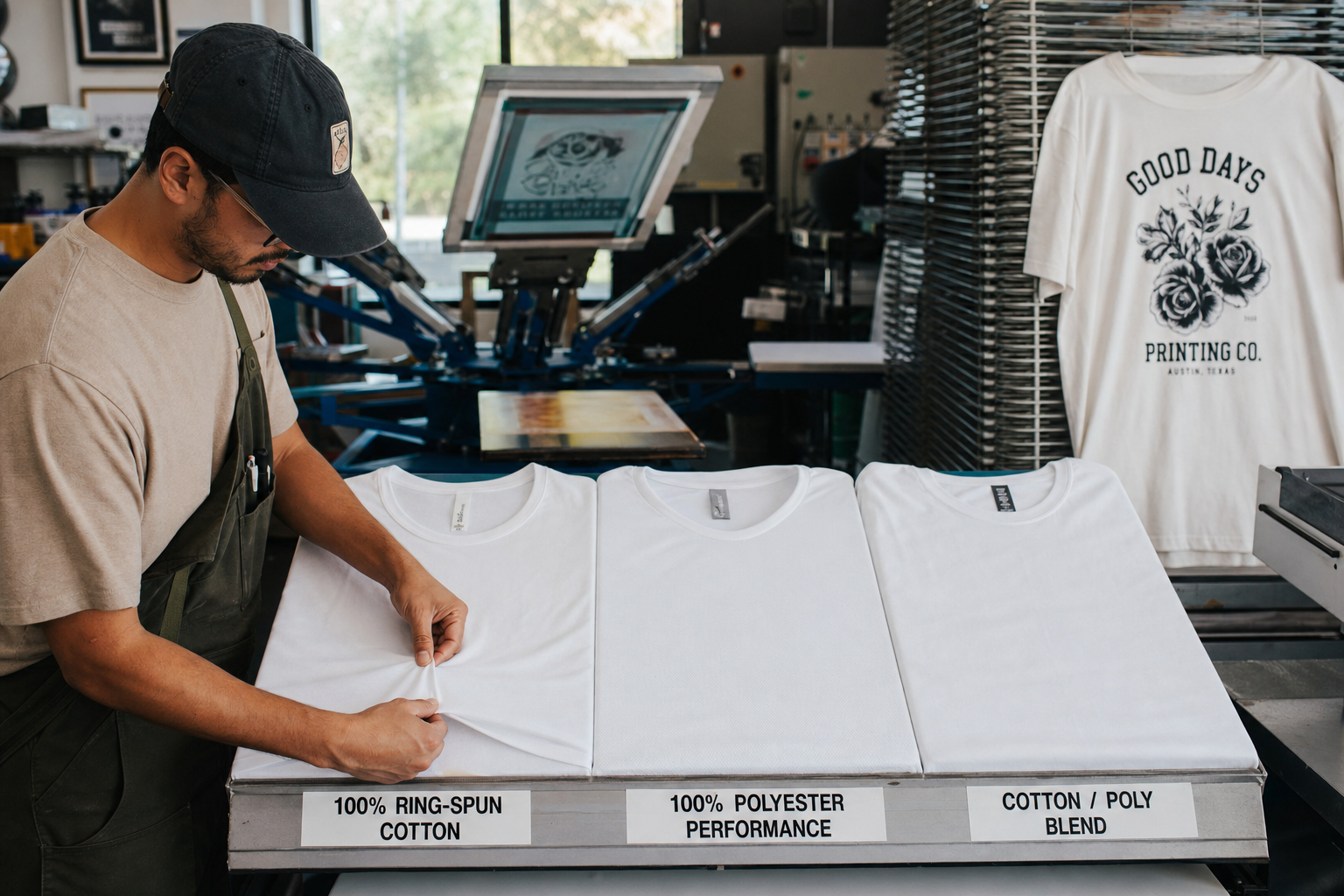 Verschillende stoffen voor t-shirt bedrukken