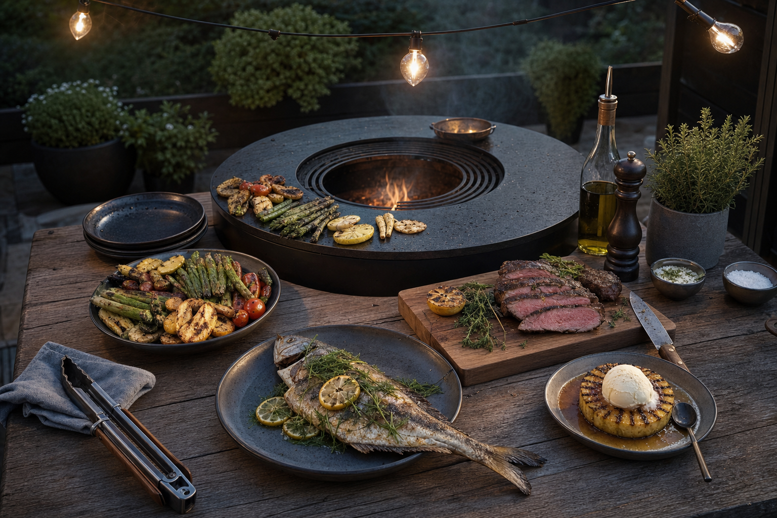 Verschillende gerechten op ring BBQ
