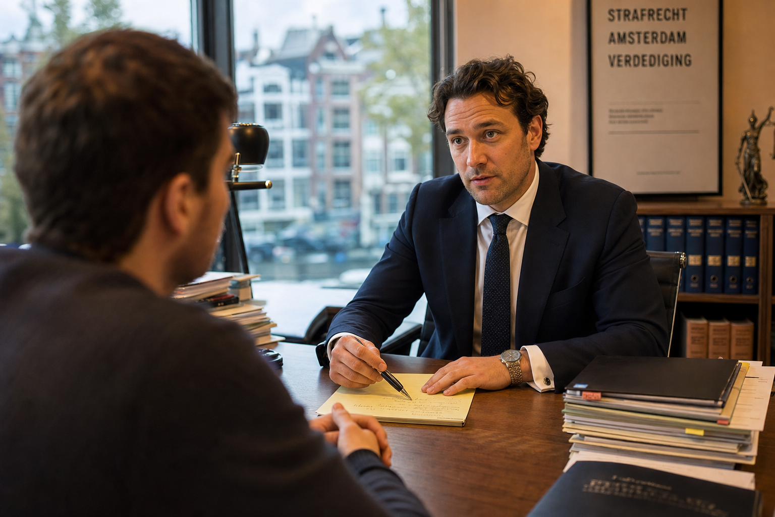 Strafrechtadvocaat in gesprek met cliënt