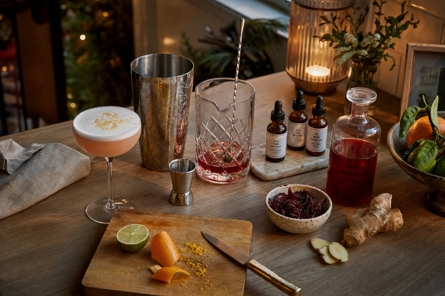 Feestelijke alcoholvrije cocktail presentatie