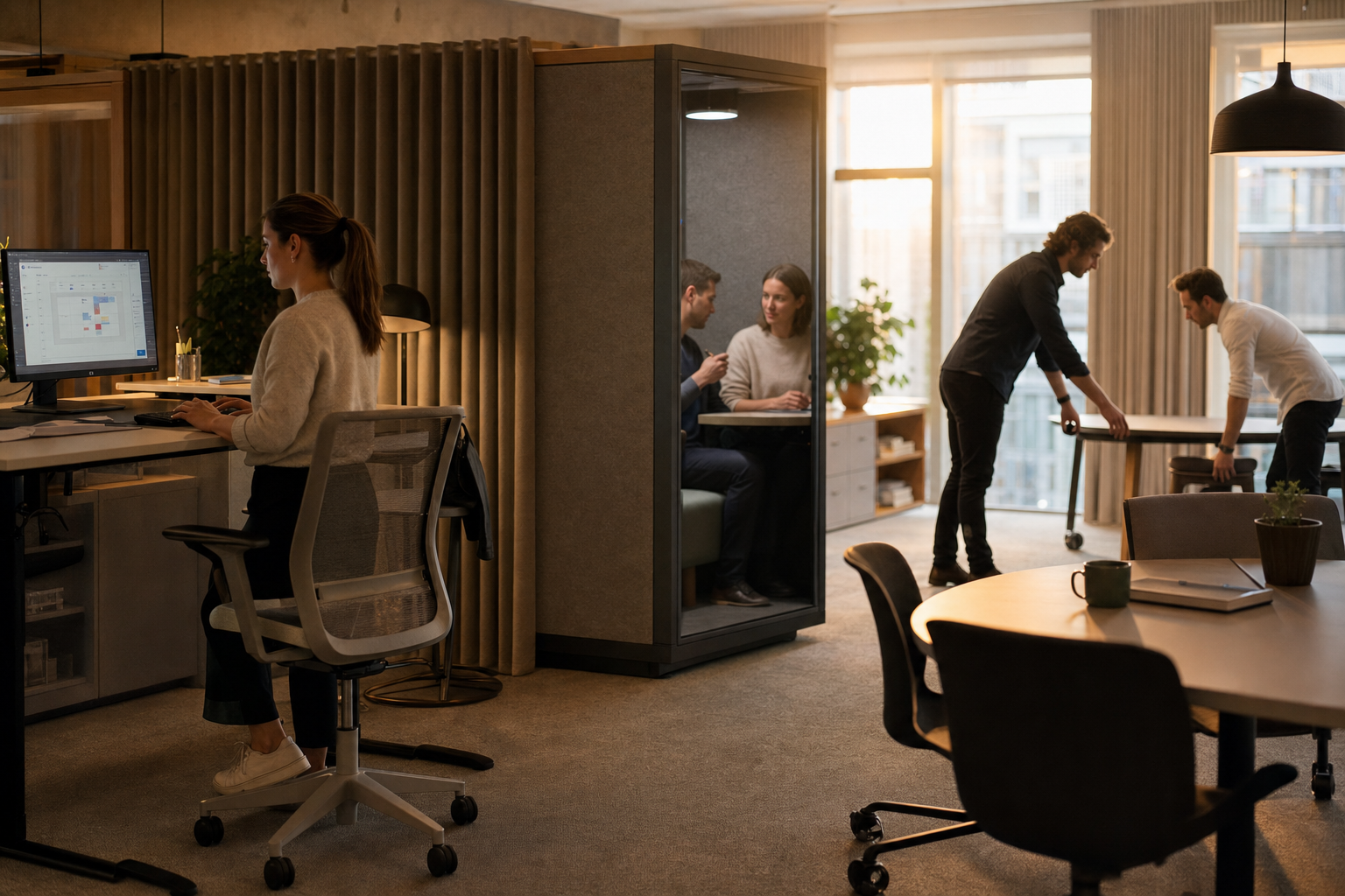 Ergonomische kantoorwerkplek met verstelbaar bureau