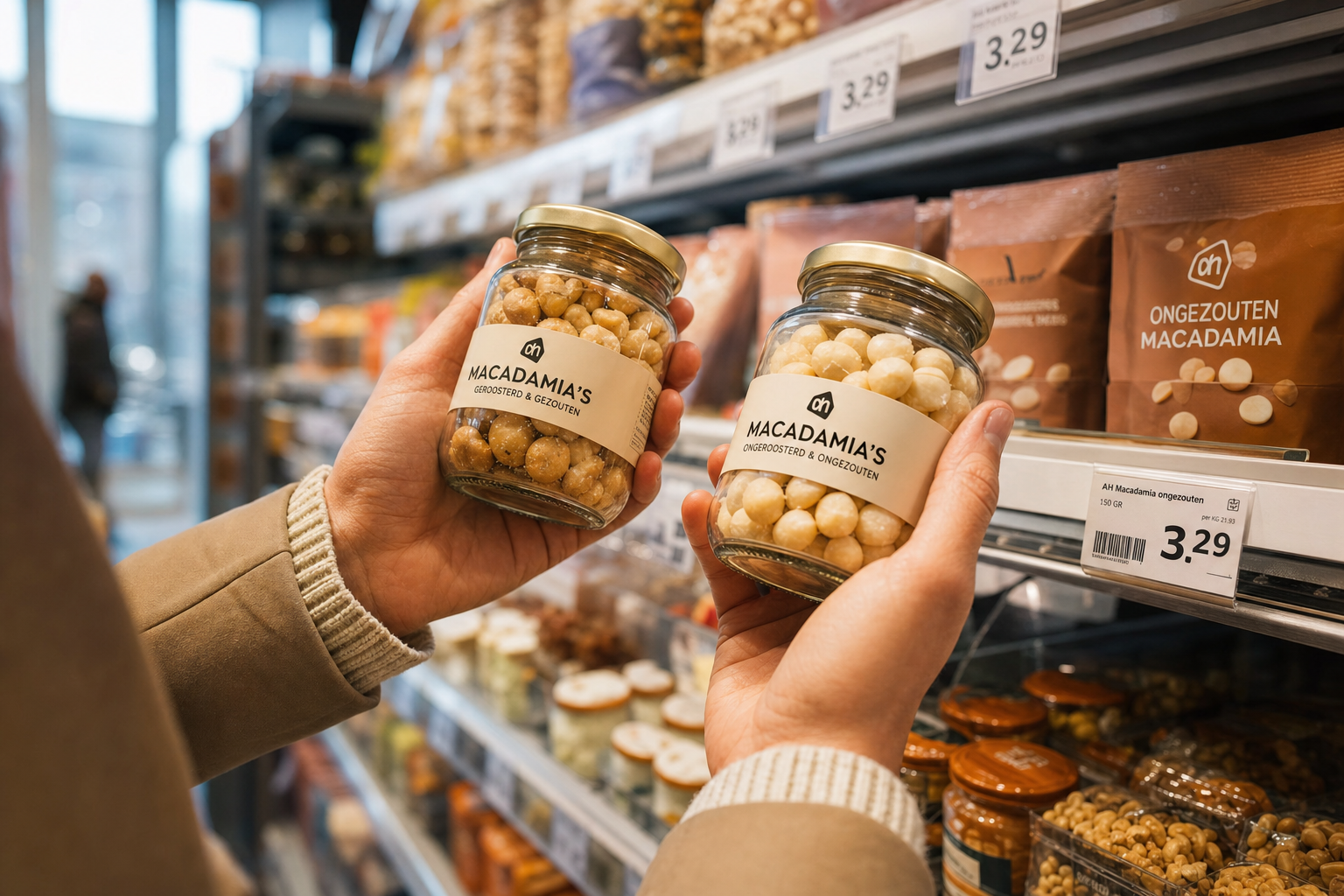 Verse macadamia noten in verschillende varianten