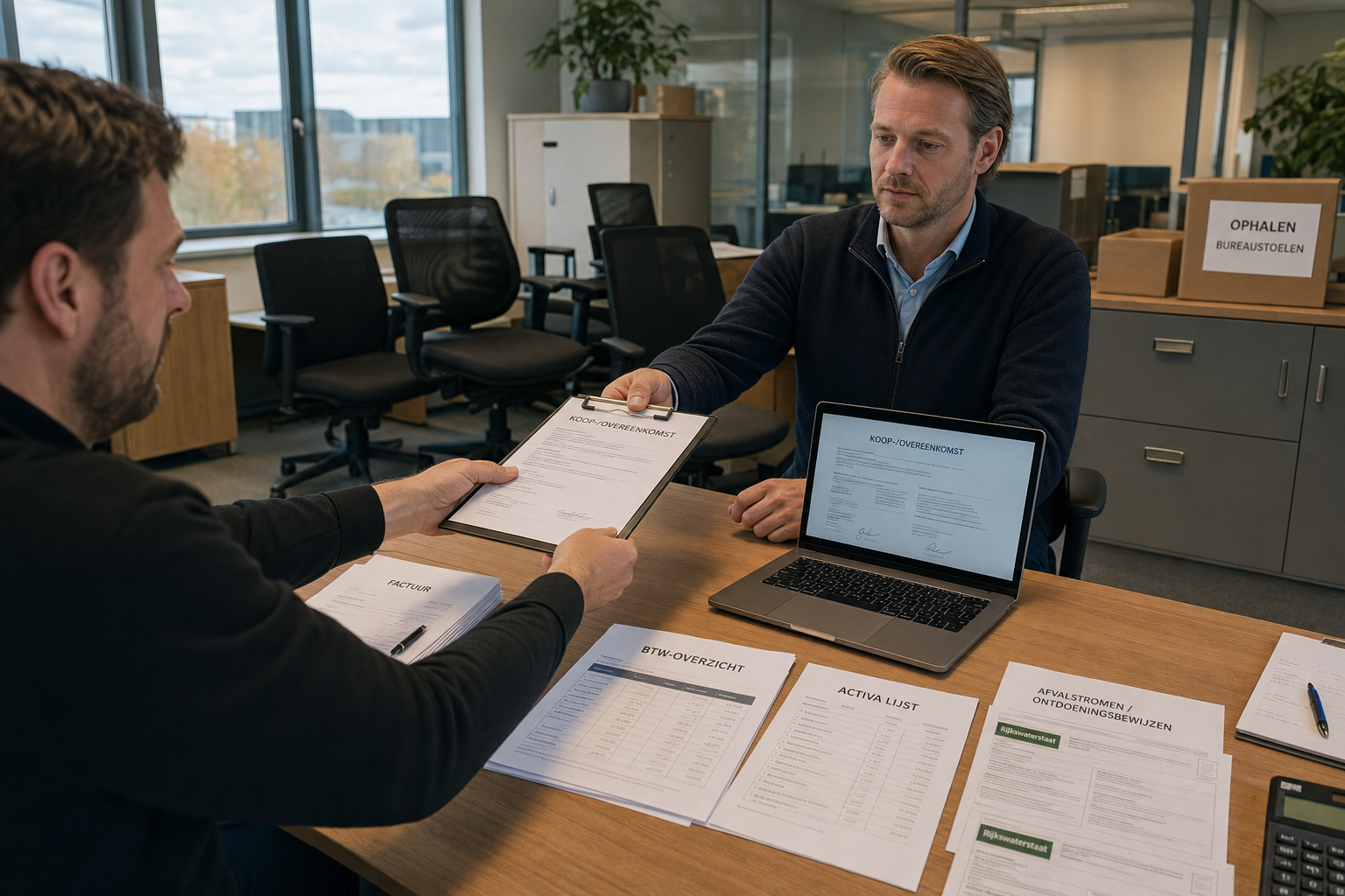 Documenten voor verkoop kantoorinventaris