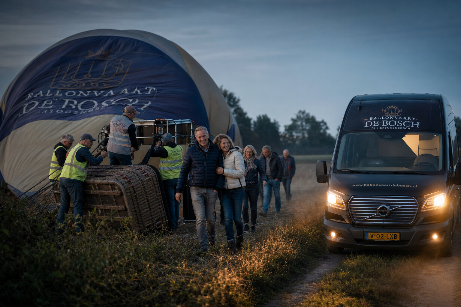 Ballonvaart landing in weiland